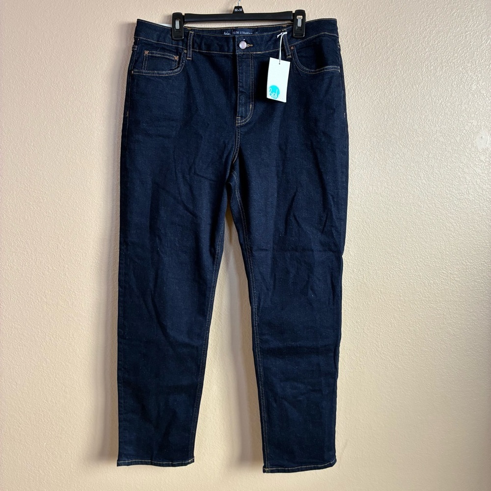 Boden New Size 20 Long Dark Wash Mid Rise Silm‎ Straight Leg Jeans TO367